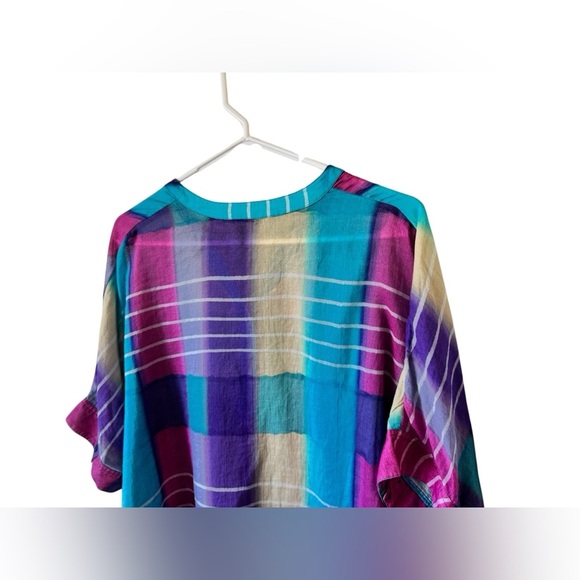 Soft Surroundings Blouse Tunic Top Painterly Plaid Shirt Multicolor Womens M - Picture 11 of 14